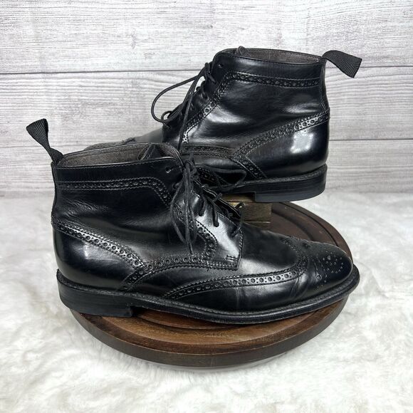 Sendra Leather Brogue Ankle Boots 10742 Sz 42 US 9 Black Dress Preppy Men Italy main image 4